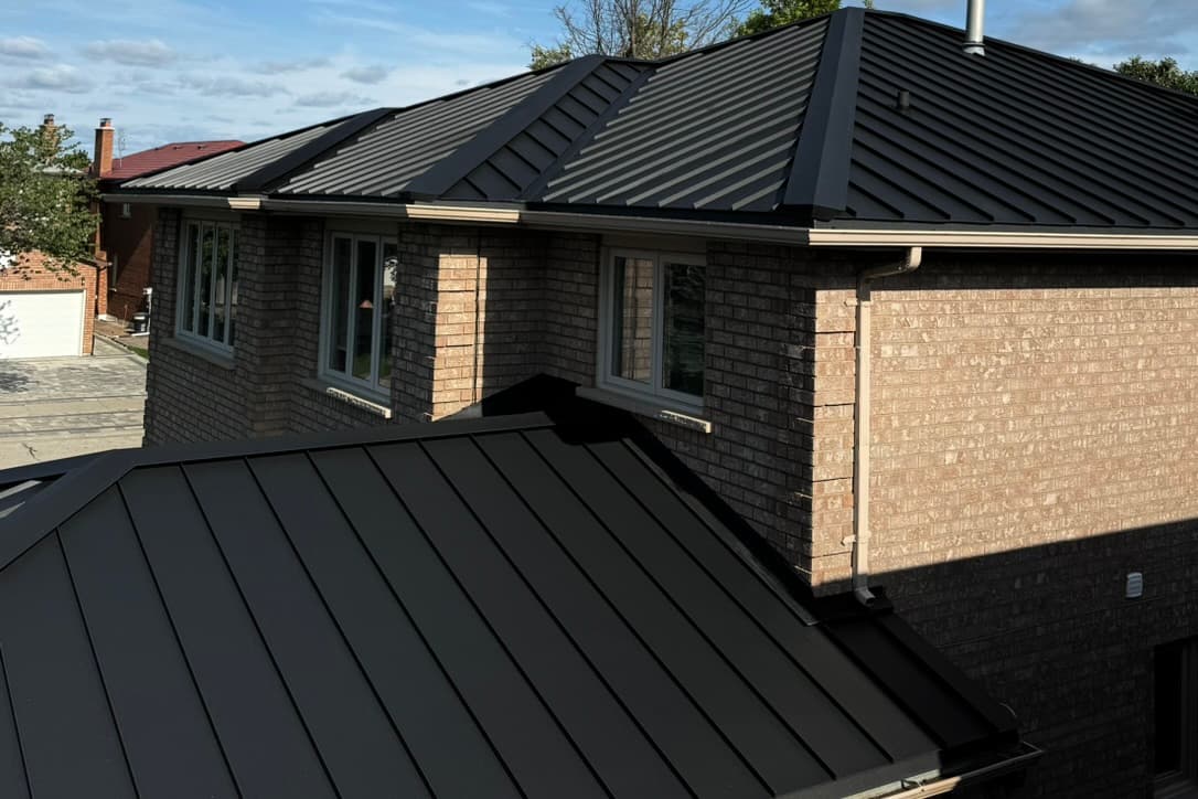 Custom home new build standing seam roof