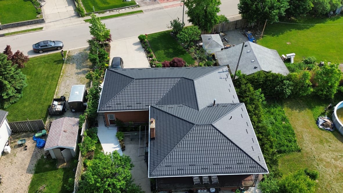 Contemporary metal tile roof