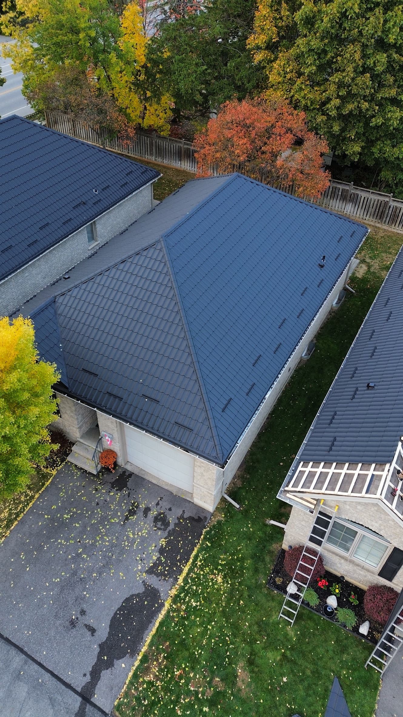Steep pitch metal tile roof